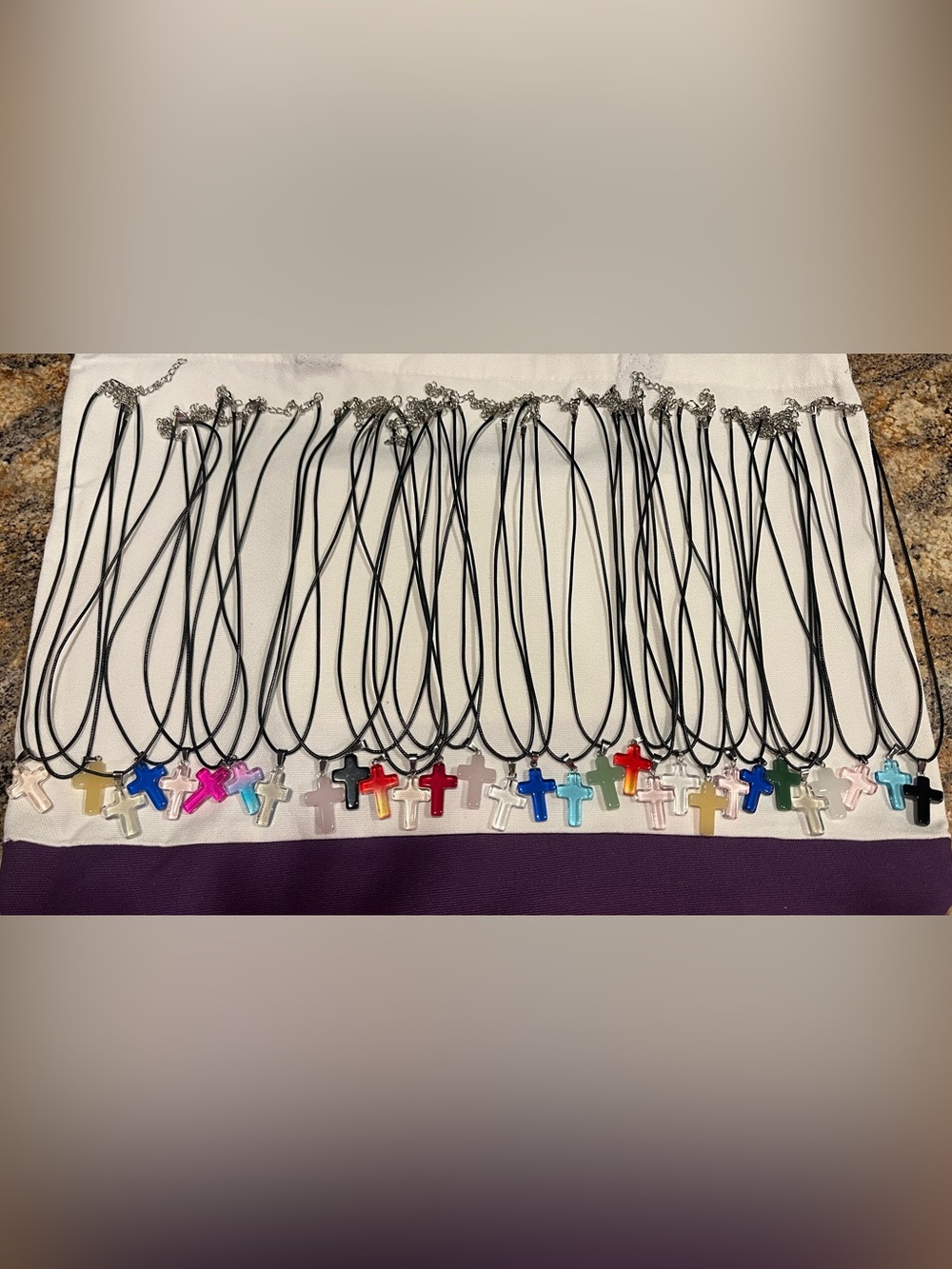 Cross Pendant Necklace on Black Cord -30